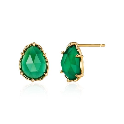 비앤비골드 14K 오로라 젬드롭 에메랄드 침귀걸이 한쌍 MNE4150