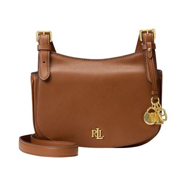 폴로랄프로렌 우먼 로렌 레더 미디움 마시 크로스백 숄더백 브라운 11297708_이미지