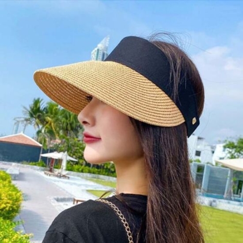 여성 여름 여행 비치모자 해변 왕골모자 밀짚 썬캡 W87F66E_이미지
