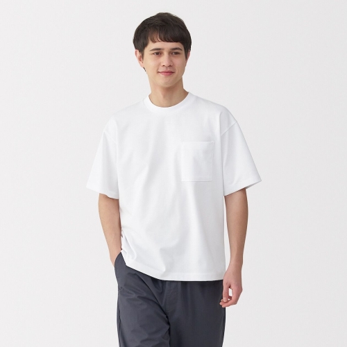 MUJI 남성 시원한 UV컷 와이드 반소매 티셔츠 AB1O3A5S_이미지