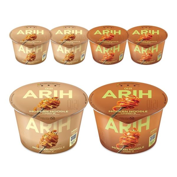 팔도 아리 모던누들 간장버터 컵 125g 3개 + 아리 모던누들 고추장버터 컵 125g 3개