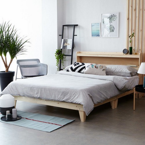 다오름 자미와 201 소나무원목 LED침대 Q (매트별도)_이미지