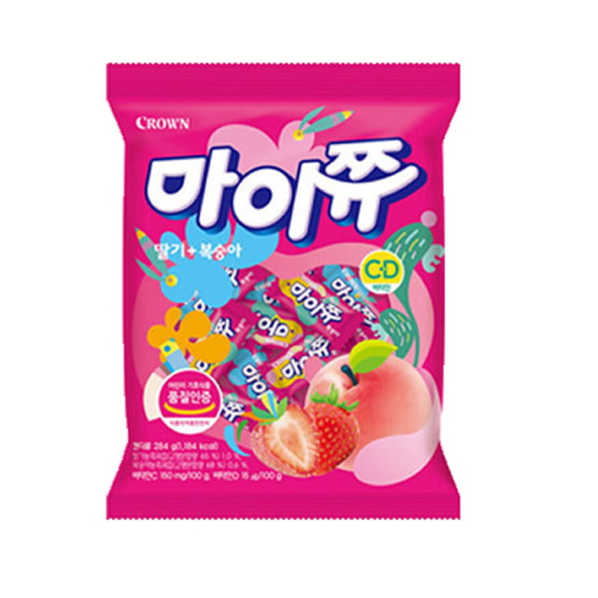 크라운제과 마이쮸 딸기맛+복숭아맛 284g (5개)