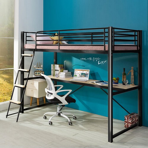 에보니아 토리노 철제 책상형 벙커침대 SS (그린폼)_이미지