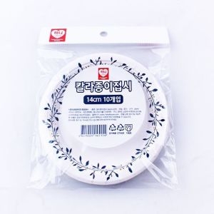 칼라 종이 접시 14cm 10개입 일회용식기 일회용식기