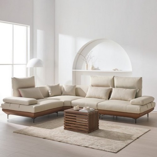 더뉴폼  아멜리 코너형 듀얼 스윙 천연가죽 소파 5인용
