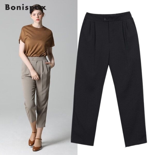 보니스팍스 Bonispax 일자핏 투턱 뒷밴딩 팬츠 350185_이미지