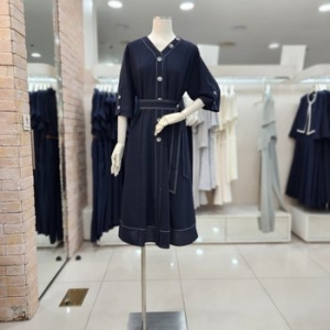 JJ지고트 여성 단추 포인트 루즈핏 벨티드 원피스 GL9A0OPJ1