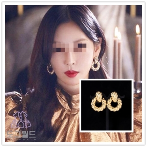 영블리 YJE665 펜트하우스 여배우 귀걸이 김소연 천서진 이지아 심수련 귀걸이 링 꼬임 드롭 귀걸이 골드