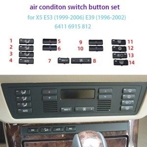 BMW 14 개/대 자동차 기후 제어 에어컨 스위치 버튼 커버 X5 E53 1999-2006 E39 1996-2002_이미지