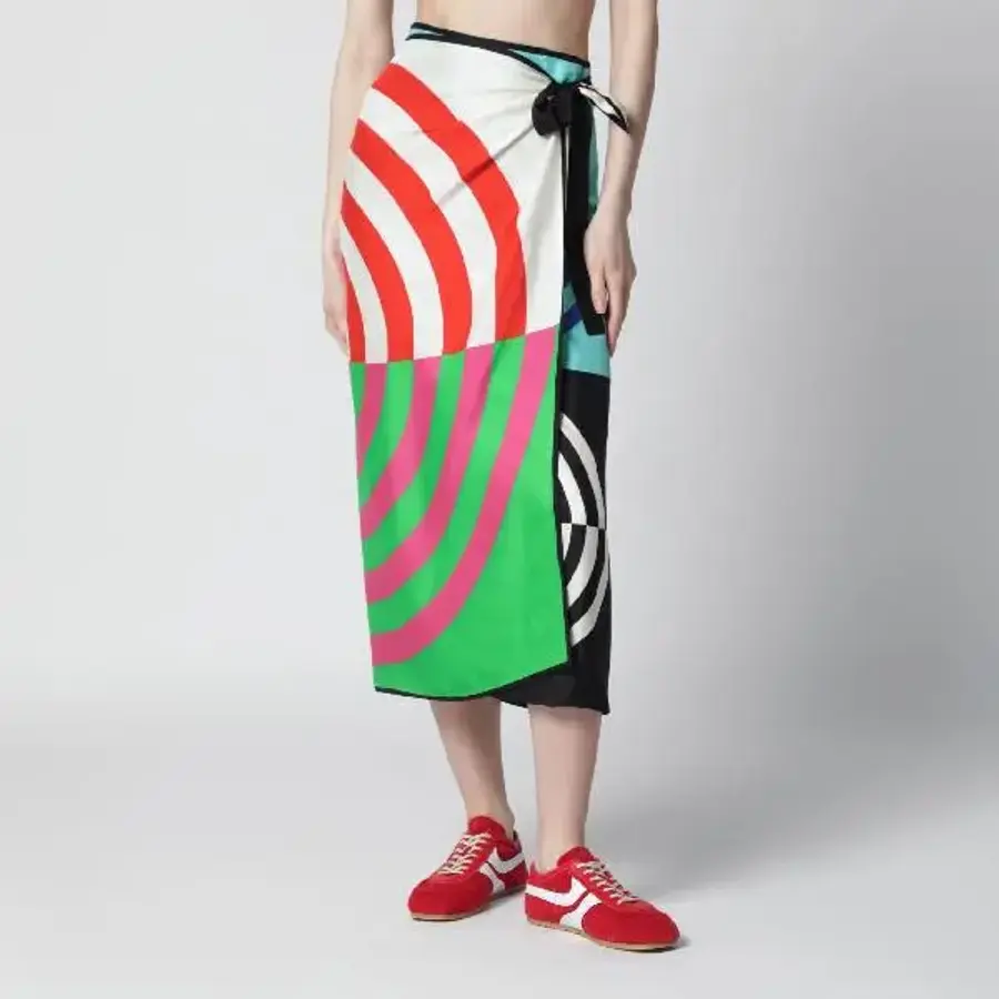 �帮���ݳ�ư Multicolor graphic print silk skirt 108463060/XM_DRVNO-977_100-U Mul..