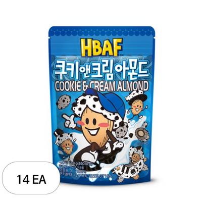 (주)바프 HBAF 쿠키앤크림 아몬드 190g (14개)