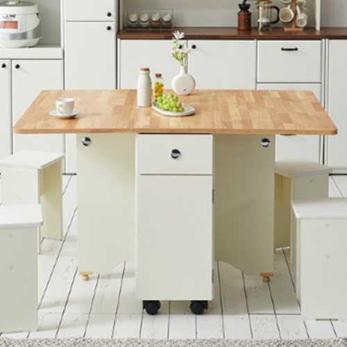 스칸디무드  쿠스토 이동식 확장형 접이식 식탁 1200 (의자2개)