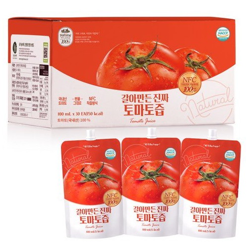 유기농마루 갈아만든 진짜 토마토즙 100ml 30포 (4개)_이미지