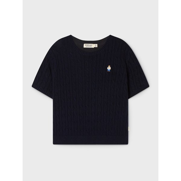 후아유 Steve Melange Short Sleeve Sweater / WHKAG2412F
