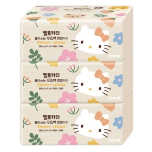 헬로키티 뽑아쓰는 무표백 팝업티슈 110매 (3입) (4팩(12입))_이미지