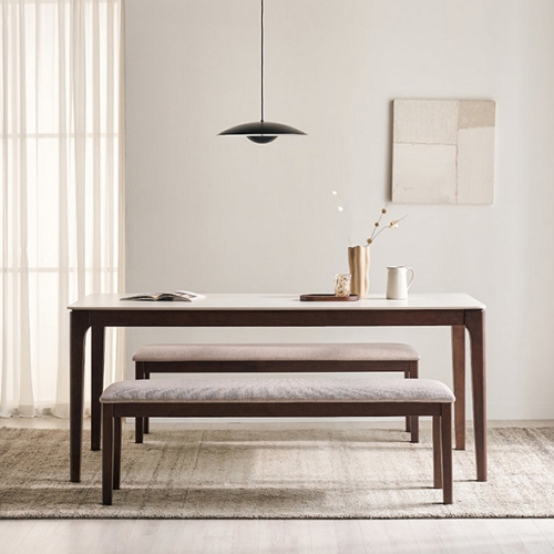 삼익가구 아벨로 포세린 통세라믹 원목 식탁 1800 (벤치2개)_이미지