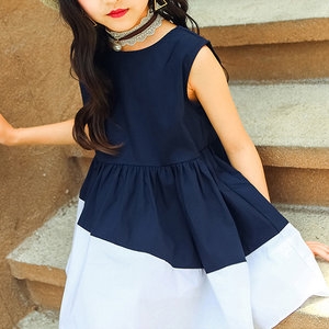 사선배색민소매ops/결혼식/돌/행사/발표/여아원피스