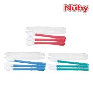 누비 실리콘 롱핸들 스푼과 케이스 (3개)