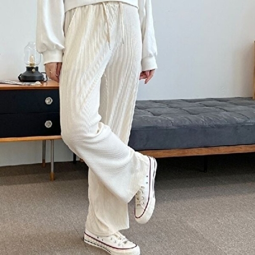  그란데 여성 팬츠 와이드 바지 밴딩 팬츠 KYR-WFFT6IT