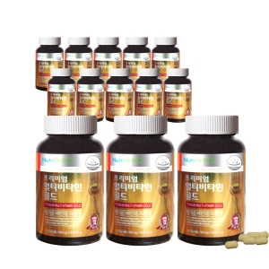 허브큐어 뉴트리디데이 프리미엄 멀티비타민 골드 90정 (13개)