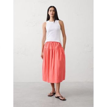바나나리퍼블릭 우먼 리넨 블렌드 드롭 웨이스트 미디 스커트 치마 Give Me Guava 핑크 11332299