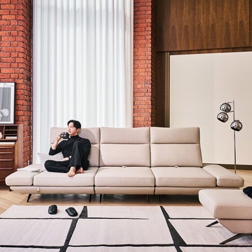 다우닝 프리움 스윙 전체 천연가죽 소파 4인용 (스툴포함)