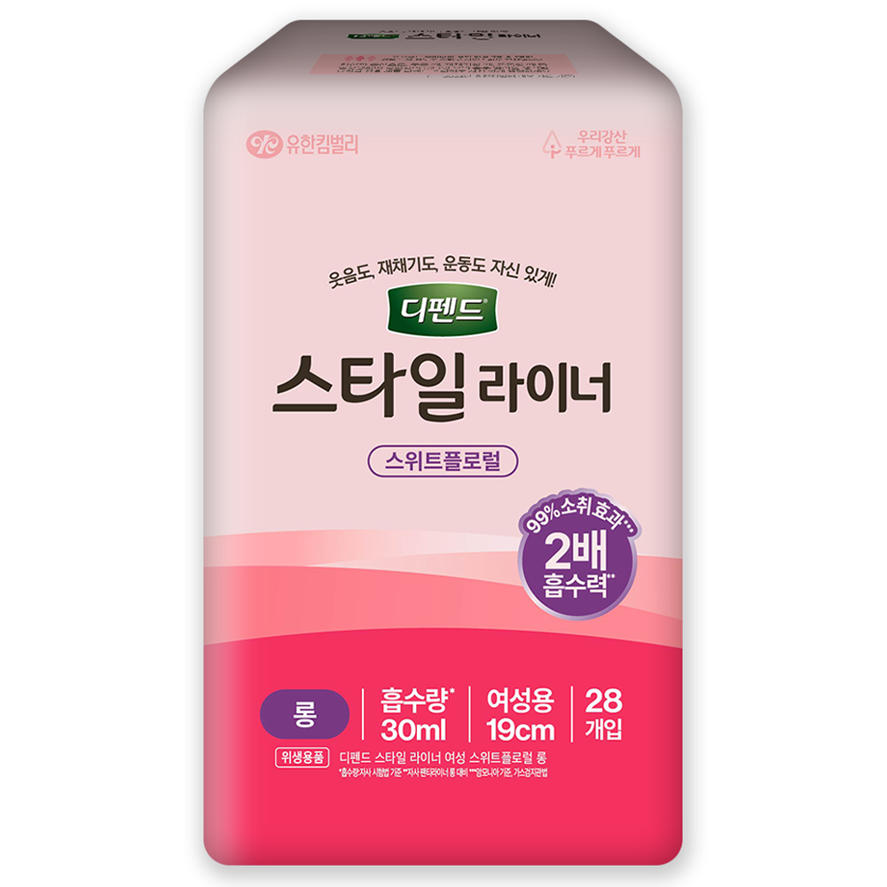 디펜드 여성용 스타일 라이너 스위트플로럴향 롱 28개 (4팩(112개))_이미지