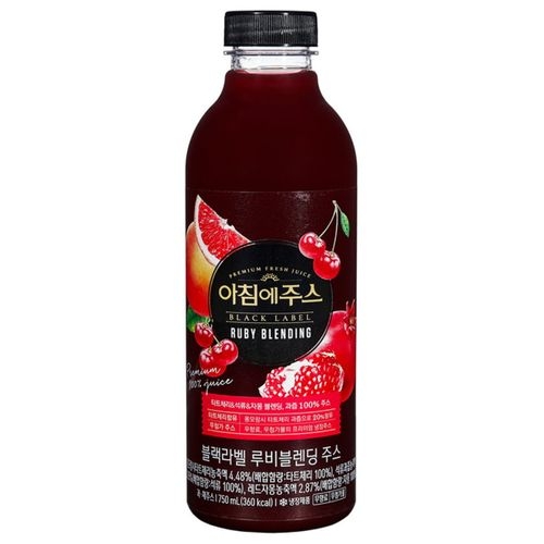 서울우유 아침에주스 블랙라벨 루비 블렌딩 주스 750ml (6개)_이미지