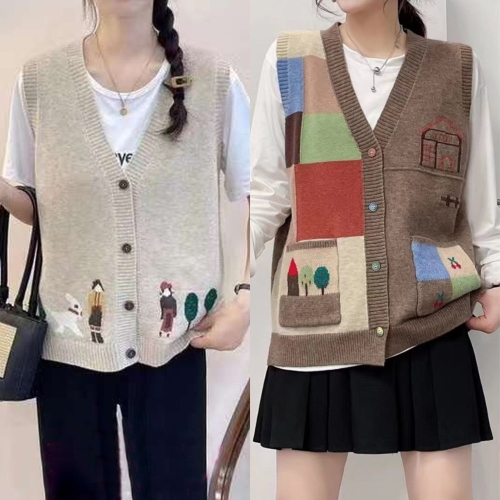 새로본 울 피3856-5007 여성조끼 여자 미시니트스웨터 베스트 봄가을