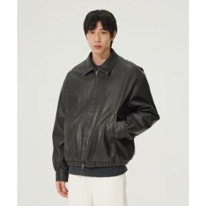 워싱 비건 레더 블루종 블랙 LE2403JK13BK 238138