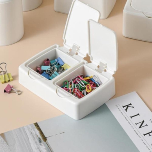 원터치 면봉 화장솜 보관함 정리함 사각 2구 면봉보관함 화장솜보관함 정리함 소품정리함 면봉케이스