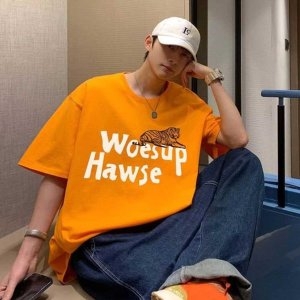 호랑이 프린팅 티셔츠 남자 캐주얼 여름 반팔 WA3C4DF