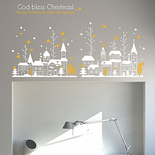 스노우빌리지 그래픽스티커 크리스마스 산타 시즌 겨울 눈꽃 X마스 트리 포인트 벽지