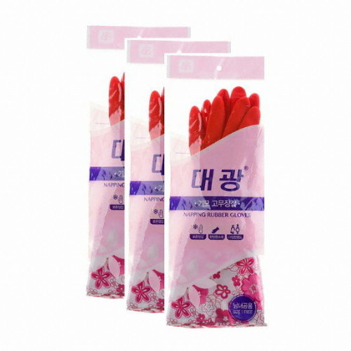 오런 대광 기모 고무장갑 (대) (3켤레)_이미지