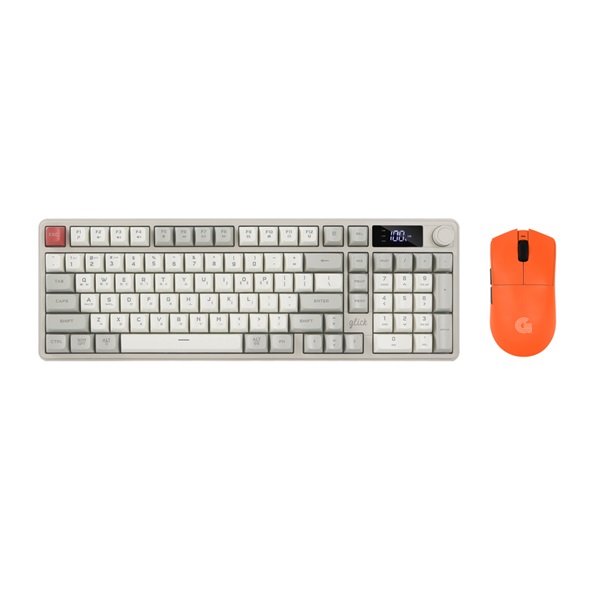 지클릭커 OFFICEPRO WMK990 사일런스 M LCD 98 무선 키보드 마우스 세트 (Retro)