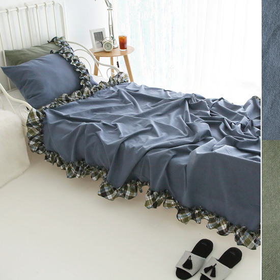 바이지미 빈티지 체크포인트 여름이불 (킹 K)