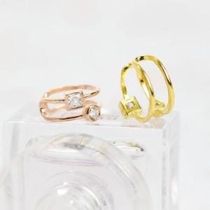 폭스타일 OF8L6240 실버 투 라인 큐빅 이어커프 W_이미지