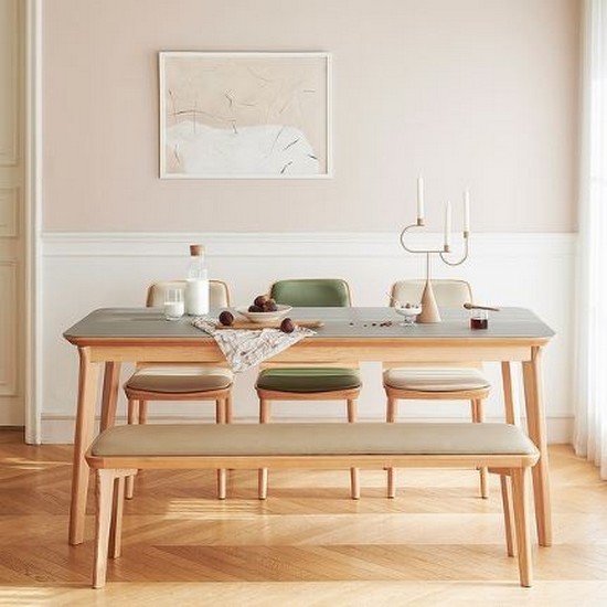 더메이드 한샘몰 리소프 리놀륨 우드 식탁 1800 (의자2개+벤치1개)