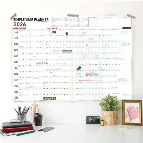 멜로우 2026 심플 연간 플래너 포스터 달력이미지입니다. 누르면 해당 게시물로 새창이동합니다.