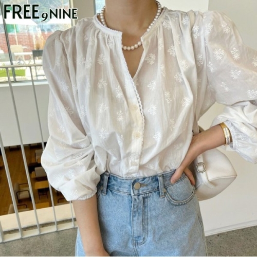 뮤뮤자수블라우스FRB41068A