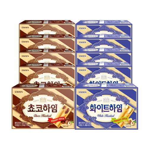 크라운제과 하임47g 10개 혼합 화이트 5개 + 초코 5개