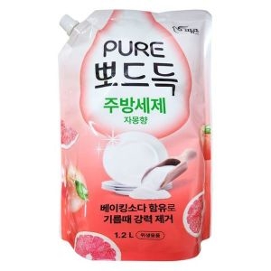 피죤 퓨어 뽀드득 주방세제 자몽향 리필 1.2L (3개)