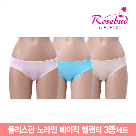 남영비비안 로즈버드 폴리스판 노라인 베이직 헴팬티 3종 세트 RS556