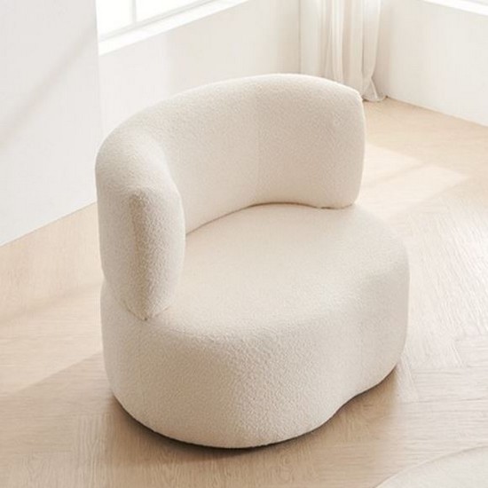 디어무드 라운드 양털 부클 패브릭 소파 1인용