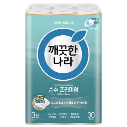 깨끗한나라 순수 프리미엄 더 클래스 30m (30롤) (5팩)