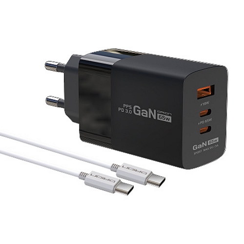 드리온 PD PPS <b>65W</b> 3포트 GaN <b>충전기</b> DR-PD<b>65W</b>-HC7