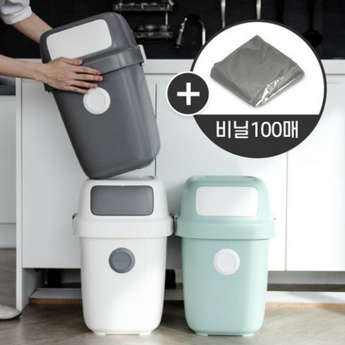 올리빙 도트 분리수거함 60L x 3개 + 전용비닐 100매_이미지
