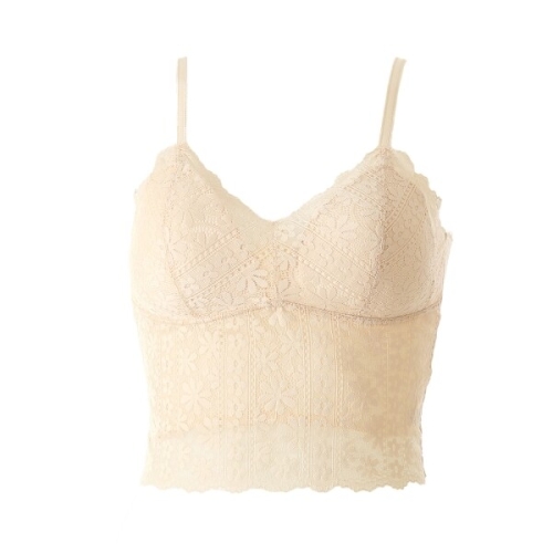 크롭탑브라 여름필수템 플라워레이스 살구 크롭 컵란쥬 VLGC853SK