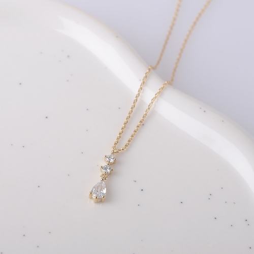 시후주얼리 골드 시뮬럿다이아 미니 드롭 물방울 목걸이 EC501N